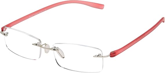 SAV Men's Flex Reading Glasses E5026, Flexible Temples, Metal Frame, Rimless Men's Reader, 134mm, Burgundy, +2.00