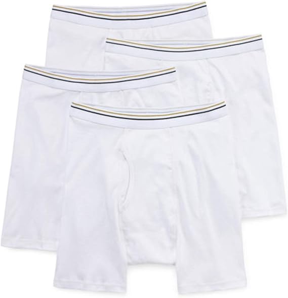 Stafford 4 Pack Boxer Briefs Big and Tall White - White - 4X-Large