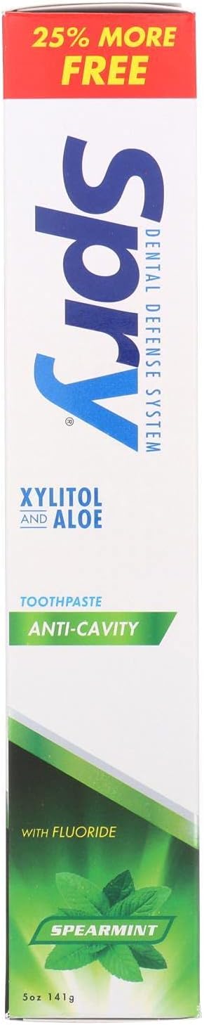 Spry Natural Xylitol Toothpaste with Fluoride, 5oz Spearmint (Pack of 1)