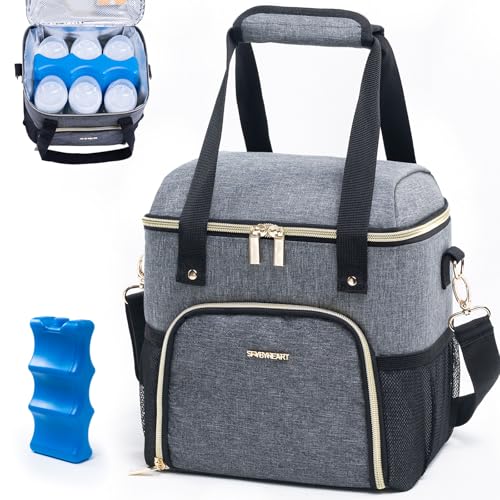 Mam Breastmilk Cooler Bag with Ice Pack for 4 Bottles - See-through Breast Pump Bag for Baby Bottles 4oz-9oz
