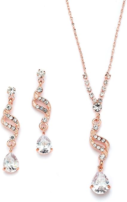 Mariell Cubic Zirconia Prom Jewelry Set, Necklace & Earrings Set for Brides, Bridesmaids, Wedding Jewelry