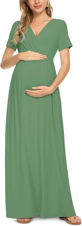 Xpenyo Maternity Maxi Dress Women Casual Wrap Long Baby Shower Pregnancy Dresses