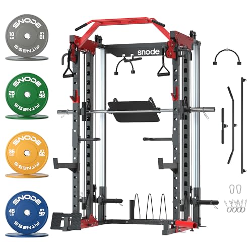 ALL10 Smith Machine for Home Gym, Power Rack with Cable Crossover, Squat Rack with Leg Press and Advanced LAT Pull-Down , 2000LB Weight Capacity Smith Machine with 230lbplates