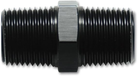 Vibrant Performance 10370 Fitting, Adapter, Straight, 1/8 in NPT Male to 1/8 in NPT Male, Aluminum, Black Anodized, Each