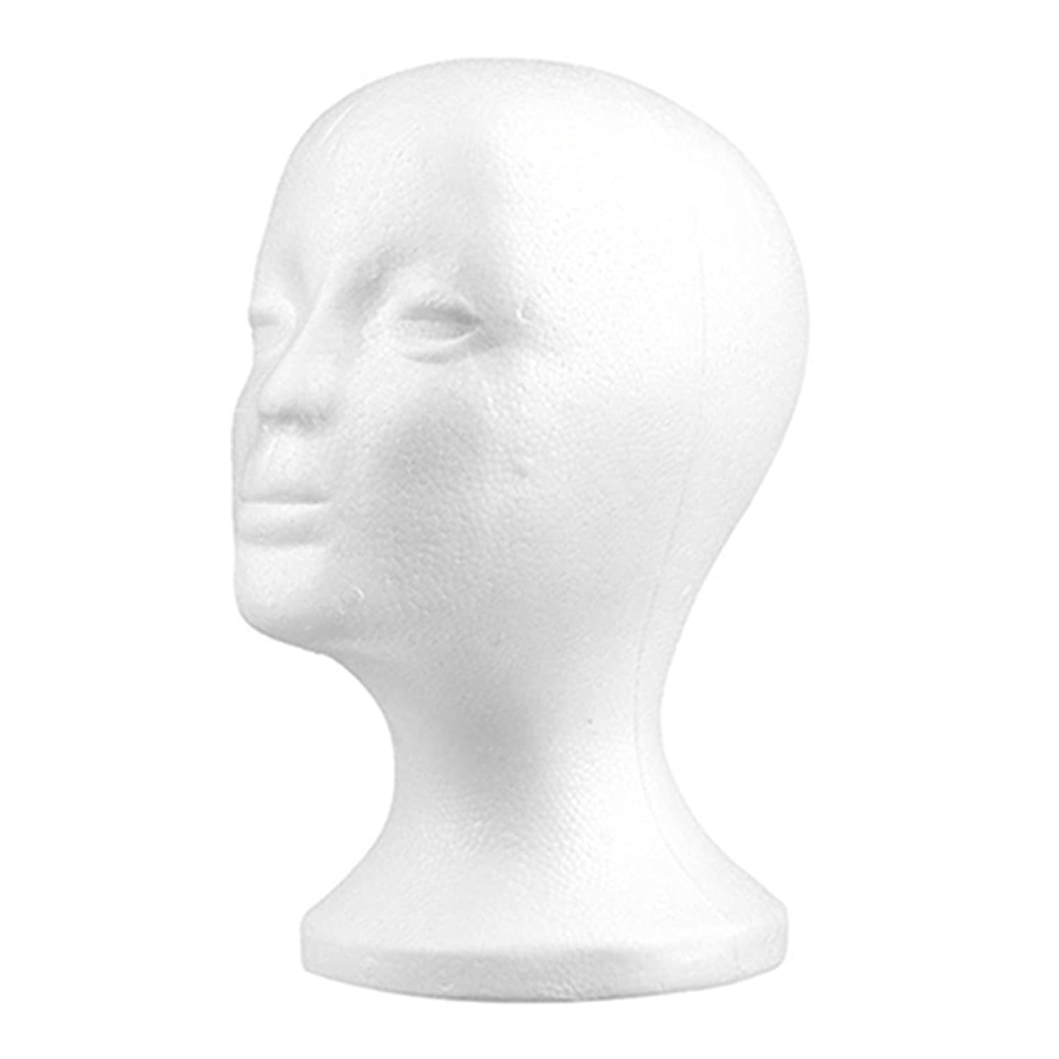 Female Styrofoam-Mannequin-Head 11, White Foam Wig Head Display, Styrofoam-Foam-Mannequin-Wig-Head Foam Head for Masks, Hats, Wigs, Glasses, Scarf, Halloween Decoration White