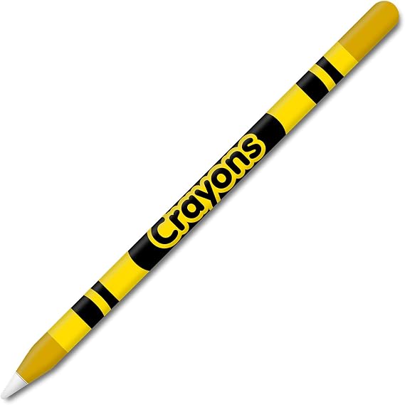 Crayons Yellow Design Wrapping Matte Vinyl Skin for Apple Pencil 2nd and Apple Pencil Pro, 2 Units Include (Crayons Yellow, C-05)