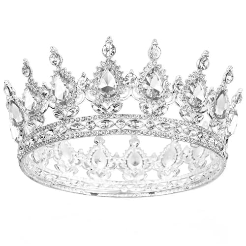 Rhinestone Crystal Tiara Crown Sparkling Round Queen Princess Headpiece For Wedding
