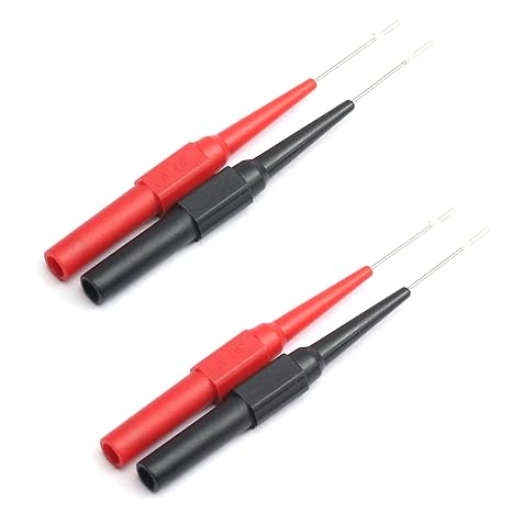 DEVMO 2Pairs Multimeter Test Lead Extention Back Probes Sharp Needle Micro Pin Stainless Steel Tipped Tip for Banana Socket Tester 4pcs
