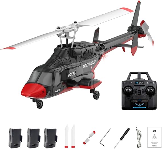 NULA RC ERA A61 Single Rotor RC Helicopter, 1/52 Scale 4CH Air-Wolf Remote Control Heli with Optical Flow Hover, One-Key Takeoff/Landing, RTF Kit for Adults Beginners