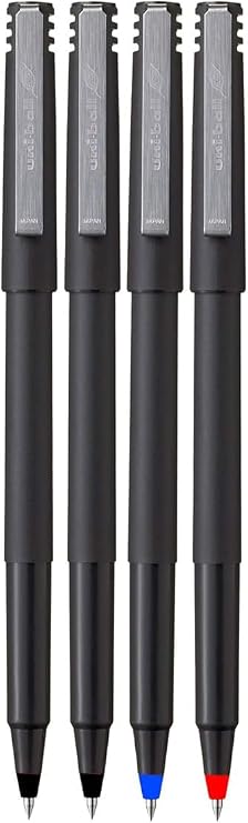 Roller Rollerball Pens, Micro Point (0.5mm), Assorted Colors, Black/Blue/Red Ink, 4 Count,