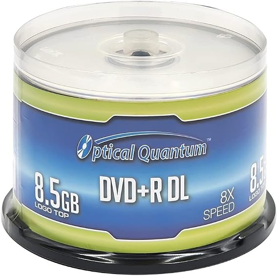 DVD+R DL 8.5GB 8X Double Layer Blank DVDs, 50-Pack