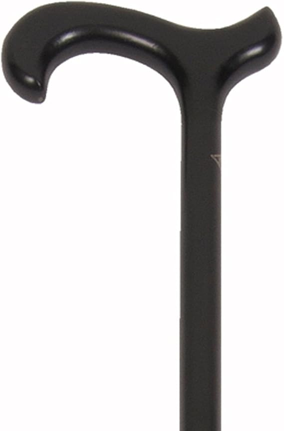 Wood Cane, Derby Handle Grip, Solid Wood Finish, Black Beechwood (Derby Handle), Large Grip