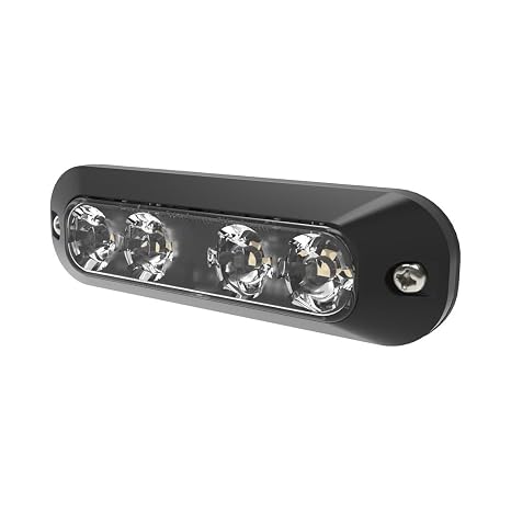 ECCO ED3704RC Warning Light Assembly 4.7 Inch, 4 Led, Surface Mount, Split Color, Red/Clear