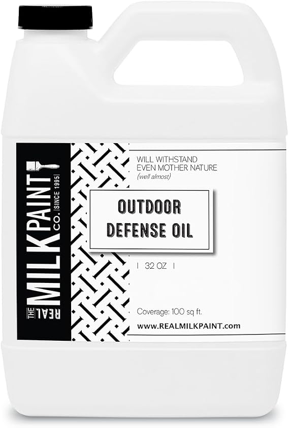 Real Milk Paint, Wood Finish for Outdoor Furniture 32 oz Outdoor Defense Oil, Sealer, Protector with Tung Oil for Finishing Fence, Deck, Cedar Garden Bed
