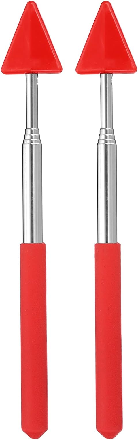 PATIKIL Telescopic Teachers Pointer, 2 Pcs Arrow Teacher Pointer Stick for Classroom Pointer Extendable Handheld Teaching Pointer for Presenters Whiteboard, 27 Inch, Red