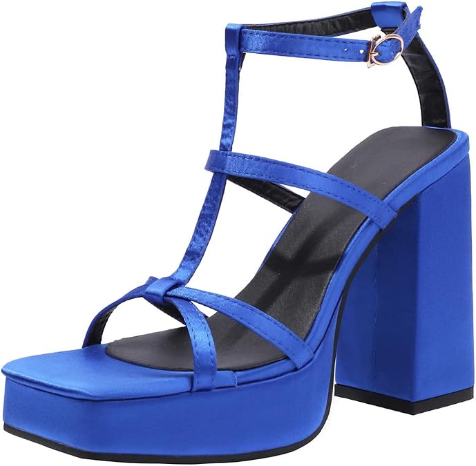 Women's Platform Heels Block Heel Sandals Ankle Strap Dress Sandals