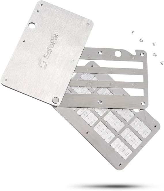 SafePal Cypher - Crypto Seed Phrase Backup, Metal Seed Board, Cold Storage for Mnemonic, Steel Bitcoin Wallet, Store up to 24 Seed Words, Compatible with BIP39 Crypto Wallets, Ledger, Trezor, Metamask