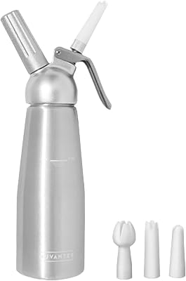 Professional Whipped Cream Dispenser, Aluminum Whipped Cream Dispenser with 3 Decorating Nozzles, 1-Pint  500 ML Homemade Cream Maker, N20 Cartridges Not Included