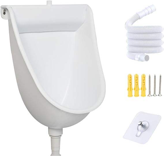 Waterless Urinal for Men, Plastic Urinals for Men's Garage, Shed, or Backyard, Wall Mount Urine Diverter and Outdoor Camper Urinals, Portable Urinal for Men, Waterless Toilet,Outdoor Temporary Urina