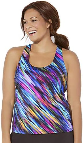 Swimsuits For All Womens Chlorine Resistant Racerback Tankini Top Plus