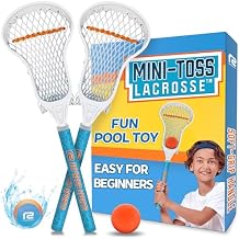 Mini Toss Lacrosse Set The Ultimate Game for the Pool or Beach & Backyard -  with Water Skipping Ball, Rubber Ball & 2 Sticks with Premium Full Size Basket for Easier Catching and Throwing