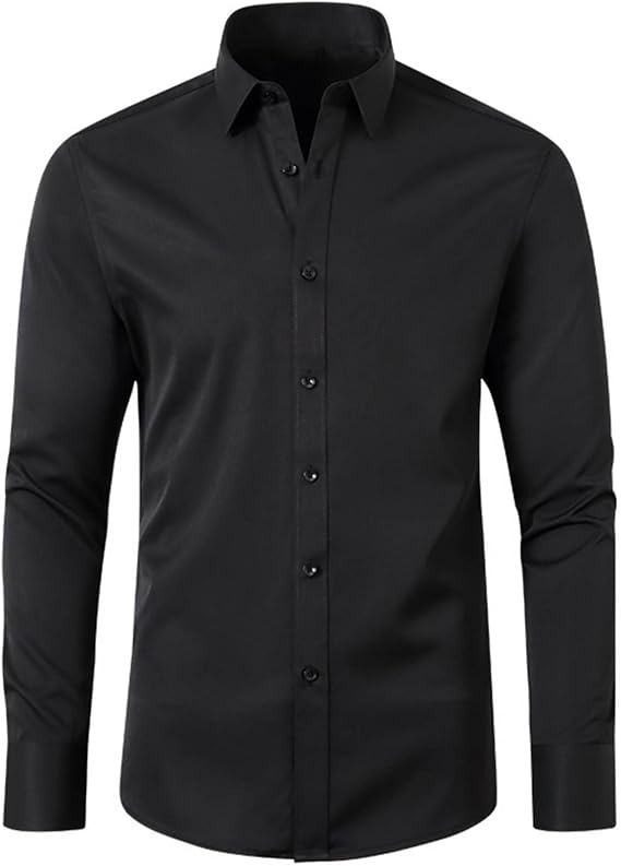 Big and Tall Shirts for Men Long Sleeve Solid Collar Dress Shirts Prom Party Button Down T Shirt Outdoor Clothing