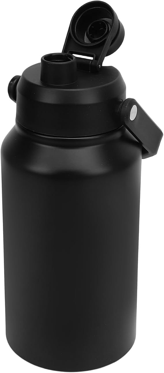 Insulated Water Bottle, 2.3L 316 Stainless Steel Travel Thermal Mug for Sports Gym Fitness, Water Cup Flask for Gym Hiking School Office Travel, Cold 48H Hot 24H (Black)