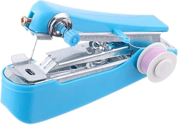 Hand-Held Sewing Machine, Portable Stitcher Sewing Machine Mini Handheld Sewing Machine Fabrics Needlework Cordles Tool, Blue