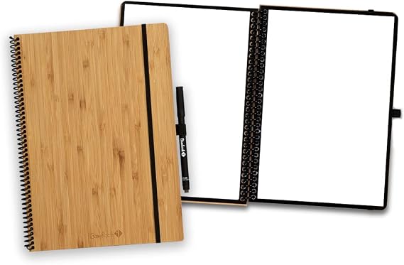 BAMBOOK Classic - Reusable Notebook - Luxurious Bamboo Hardcover - A4 - Blank - Rewritable Notebook, Dry Erase Board Notebook, Whiteboard Notebook, Erasable Notebook - Includes Free Pen App