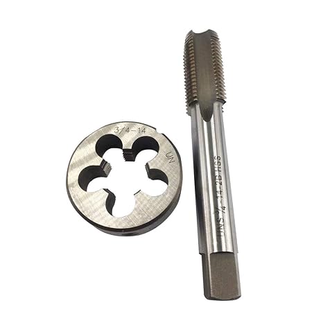 3/4"-10, 3/4"-14, 3/4"-18, HSS Tap and Die Set,UNF Machine Thread Tap and UNF Round Thread Die Right Hand (3/4-14 UNS)