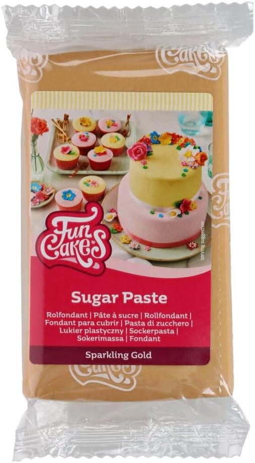FunCakes Sugar Paste Sugar Paste, Sparkling Gold, 250g