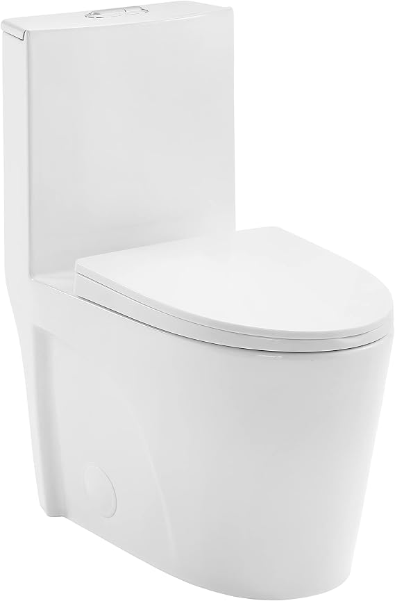 St. Tropez One-Piece 14" Rough-in 1.1/1.6 GPF Dual Top Flush Elongated Toilet in Glossy White