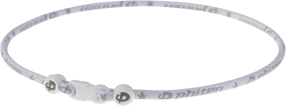 Phiten Titanium Classic Necklace - Sports Necklace Permeated with Aqua-Titanium Technology for Neck and Shoulder Tension - Elastomer Core with Micro Titanium Spheres - White,18 Inch,XTE90002