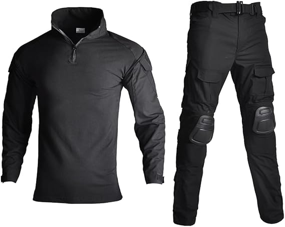 Lilychan Mens Tactical Military Suits Long Sleeve Rip-Stop Uniforms Combat Shirt and Pants Elbow Knee Pads