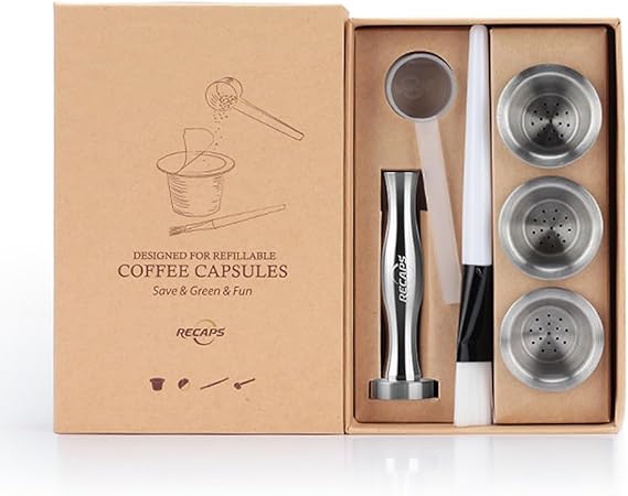 RECAPS Reusable Coffee Filter Capsules Compatible with Nespresso Original