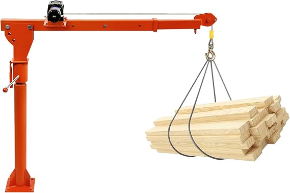 1100 LBS Truck-Mounted Crane Hoist Painted Steel Pickup Truck Jib Cranes with 12V Electric Winch & Remote Control,360 Swivel Bed Crane Hoist for Construction Industry,Forestry Industry