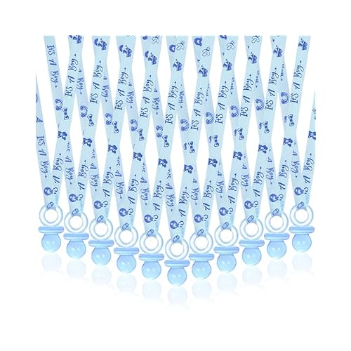 ZYFLSQ 36 Pieces Baby Shower Pacifiers Necklace, Cute Acrylic Pacifier Necklaces for Baby Shower Games Boy Charm, Party Favors, Decorations DIY, Gender Reveal Table ScatterBlue