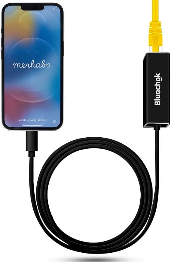 Lightnning to Ethernet RJ45 Adapter for iPhone/iPad [Apple MFi Certified], Plug and Play iPhone High Speed Ethernet Adapter Support 10/100 Mbps Network (Black)