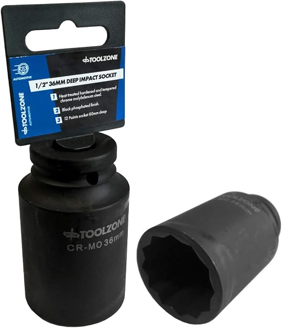 36mm Deep Impact Socket 1/2" Drive Hub Nut Flywheel Socket Bi Hex 12-Point