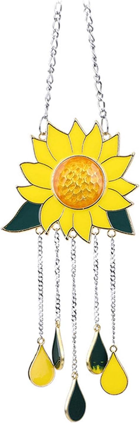 Sunflower Wind Chimes Ornaments, Sun Flower Hanging Sign Dripping Pendant for Outdoor Garden Patio Porch, Home Decor Gift for Housewarming, Birthday, Christmas(PATTERN:Pendant)