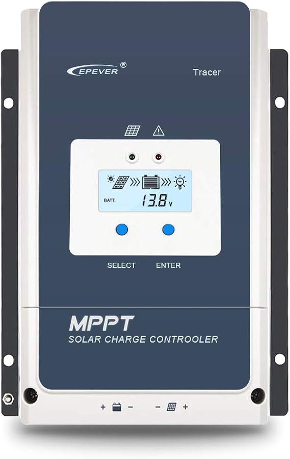 EPEVER 50A MPPT Solar Charge Controller 12V/24V/36V/48V DC Automatically Identifying System Voltage Max.PV 150V Solar Panel Regulator (Tracer 5415 an)