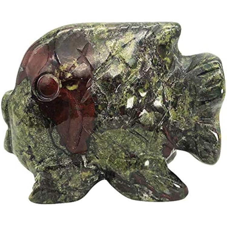 2 Inches Dragon Blood Stone Stone Dancing Fish Statue, Hand Carved Healing Crystal Figurine Decoration Sulpture, Fengshui Wealth and Luck