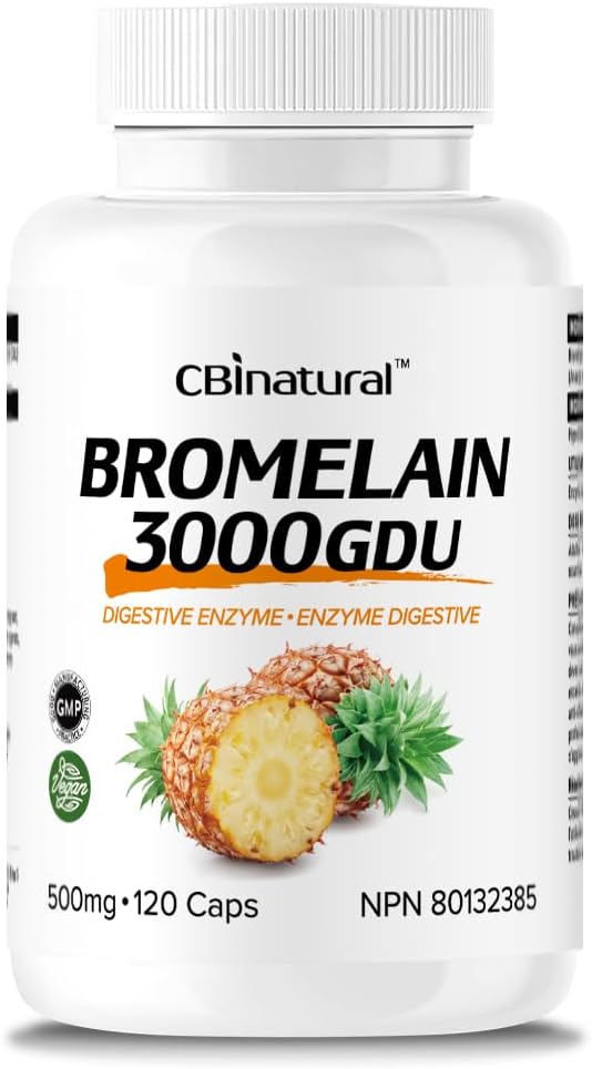 Bromelain 3000 GDU 500mg, 120 Vegan Capsules, Proteolytic Digestive Enzymes Supplements, Supports Healthy Digestion, 4-Month Supply, Non-GMO, Gluten Free
