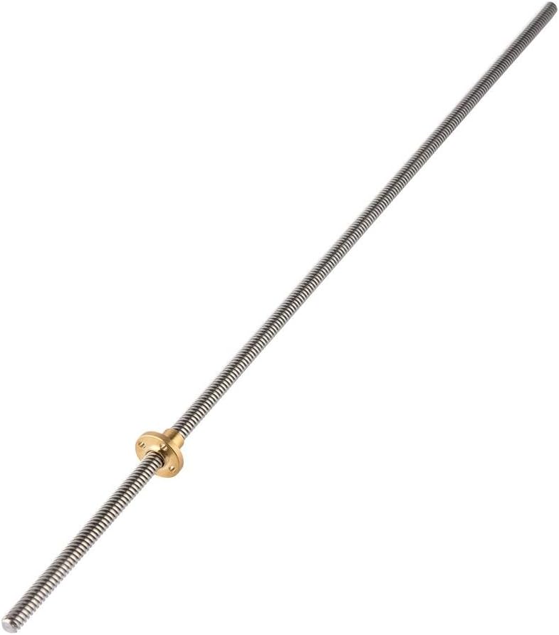 Screw Rod, T8 8mm Trapezoidal Stainless Steel Threaded Rod Lead Screw & Brass Nut for 3D Printer, Corrosion resistance, high temperature resistance(150mm)