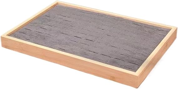 Trinket dish 100 Grids Rings Tray Jewelry Showcase Storage Organizer Display 35 * 24cm for Decor(Dark Gray Velvet)