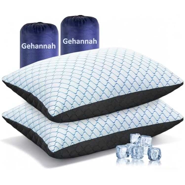 Gehannah Travel Pillow - Compressible Camping Pillow for Sleeping, Shredded Memory Foam Pillow with Storage Bag Compact Supportive Grey, Large2 Pack