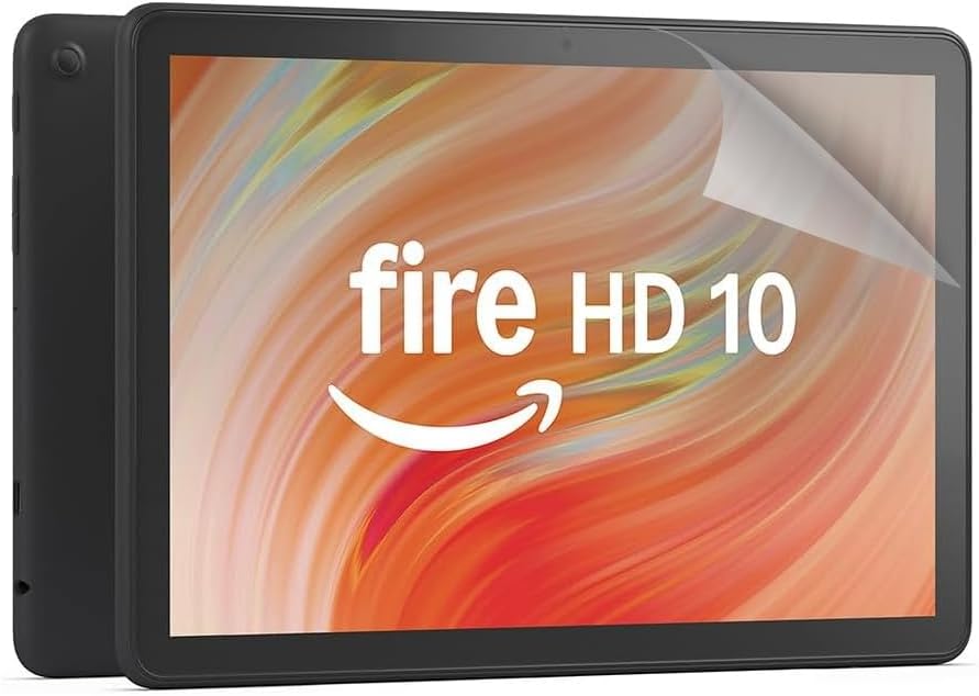 Amazon Fire HD 10 tablet, 10.1" vibrant Full HD screen, octa-core processor, 3 GB RAM, 32 GB, Black, with adverts and All New, Anti-Glare Screen Protector (2 pack)
