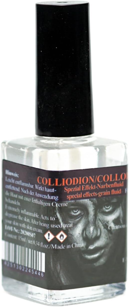 Liquid Scar Makeup - 15ml Halloween Rigid Collodion Scars Liquid Beauty with Brush,Skin Effects Makeups - for Face Skin Body Costume Cosplay Halloween Photography Party Performance Role Play
