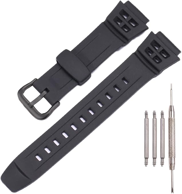 Resin Watch Band Compatible with Casio AE-1300 AE-1200 F-108 W-216H AE-1000w SGW-300H AQ-S800W W-800H Men's Strap Sport Waterproof Rubber Replacement Bracelet