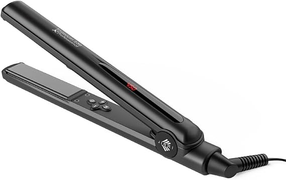 JINRI 1" Flat Iron, Hair Straightener with Anti-Static Technology, Rapid 30-Second Heat-Up, 60-Minute Auto Shut-Off, Longer Ceramic Plates, and Titanium-Ceramic Coating